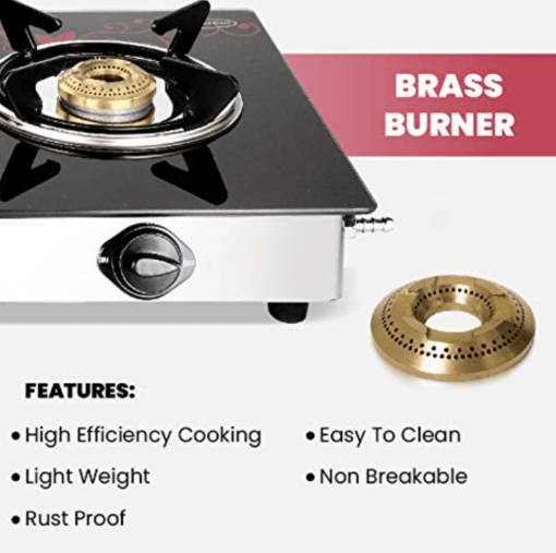 GREENCHEF Crystal Plus 2 Burner Glass Gas Stove (Black , Red), Manual - Image 3